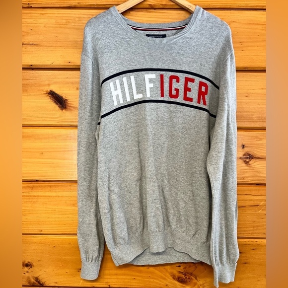 Tommy Hilfiger Men’s Gray Logo Sweater Sweatshirt XL - Picture 1 of 4